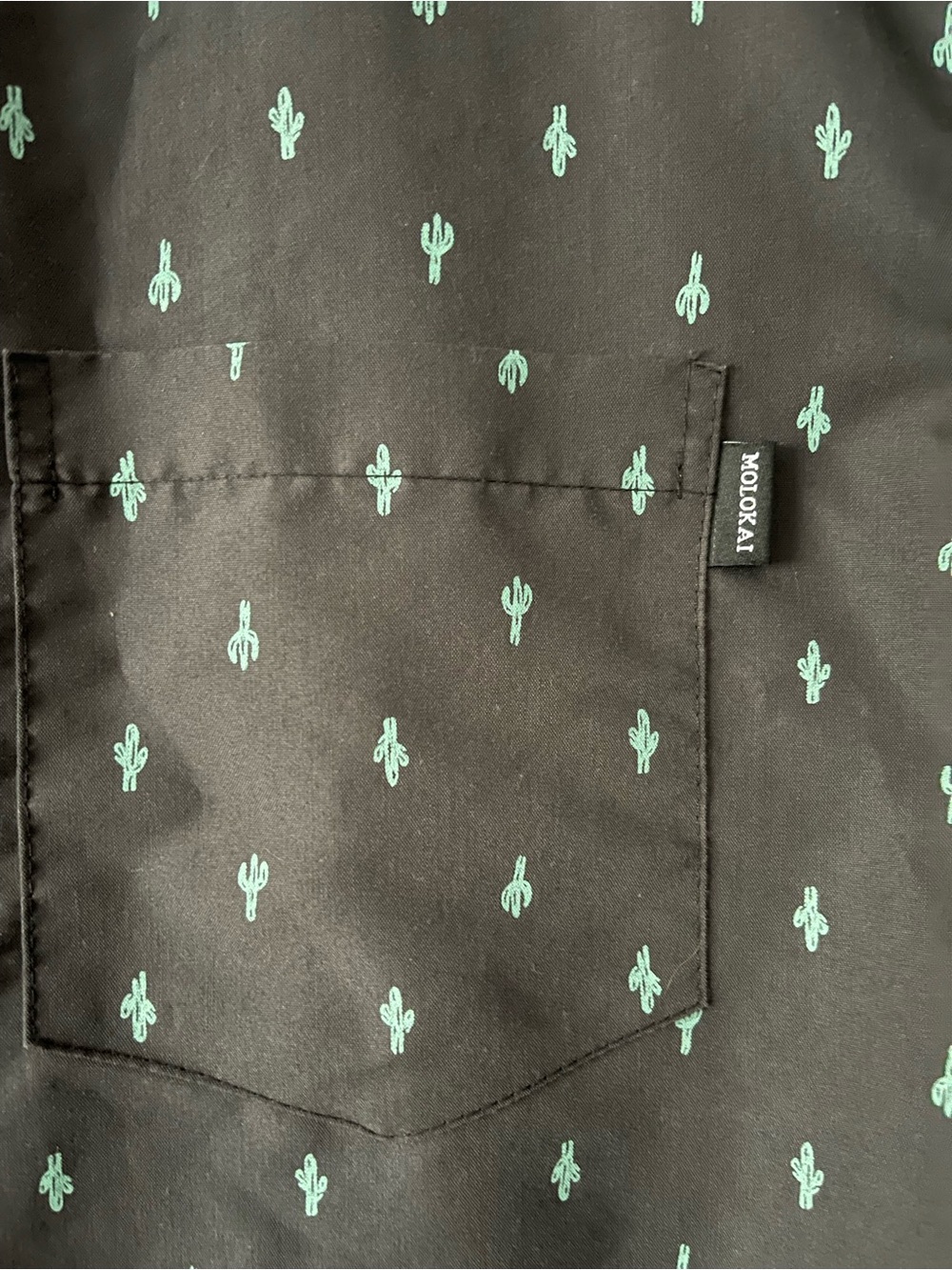 Molokai Surf Co. Men's Black Button-Down Shirt with Mint Cactus Print - Picture 5 of 5